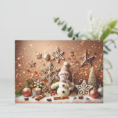 Festive Snowman with Glittery Christmas Stars Kaart (Staand voorkant)