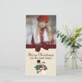 Festive Snowmen Photo Wenskaart Feestdagenkaart (Staand voorkant)