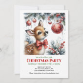 Festive snowy forest baby deer Christmas invite  Kaart (Voorkant)