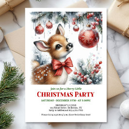 Festive snowy forest baby deer Christmas invite  Kaart