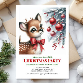 Festive snowy forest baby deer Christmas invites Kaart