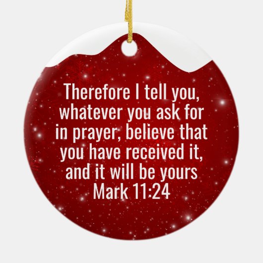 Festive Snowy Motivational Biblical Text ⛪️ 🎄 Keramisch Ornament (Achterkant)