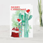Festive Southwest Saguaro Cactus Custom Feestdagen Kaart (Voorkant)