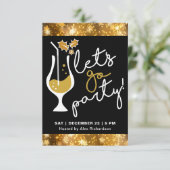 Festive Sparking Gold Fireworks-kerstfeest I Kaart (Staand voorkant)