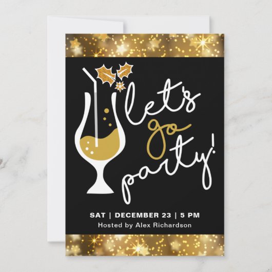 Festive Sparking Gold Fireworks-kerstfeest Kaart (Voorkant)