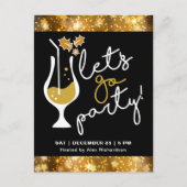 Festive Sparking Gold Fireworks Uitnodiging Briefkaart (Voorkant)