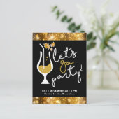 Festive Sparking Gold Fireworks Uitnodiging Briefkaart (Staand voorkant)