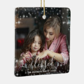 Festive Sparkles Blessed Kerstfeestdag Foto Keramisch Ornament (Rechts)