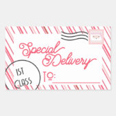 Festive Special Delivery kerstcadeau Rechthoekige Sticker (Voorkant)
