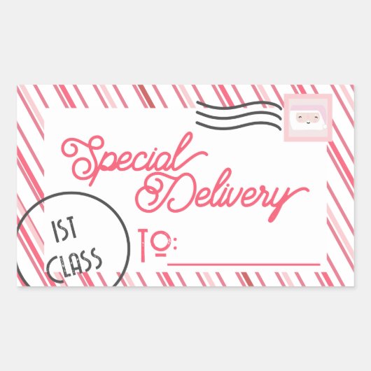 Festive Special Delivery kerstcadeau Rechthoekige Sticker (Voorkant)