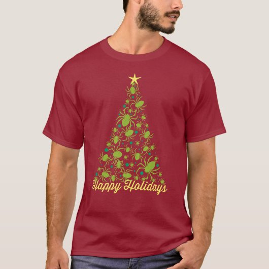 Festive Spider Holiday Tree T-shirt (Voorkant)