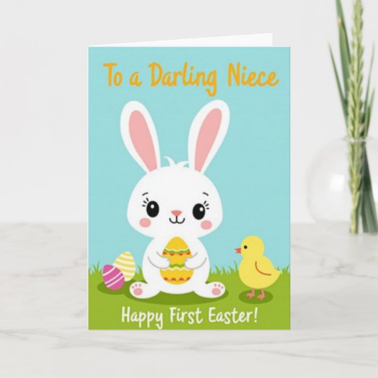 Festive Spring Rabbit Celebration Card Kaart (Voorkant)