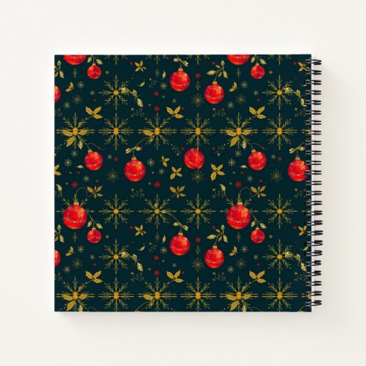 Festive Square Holiday Journal - Red Ornaments Notitieboek (Achterkant)