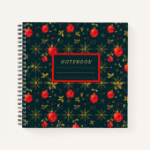Festive Square Holiday Journal - Red Ornaments Notitieboek (Voorkant)