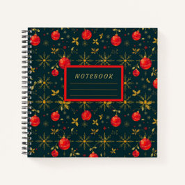 Festive Square Holiday Journal - Red Ornaments Notitieboek