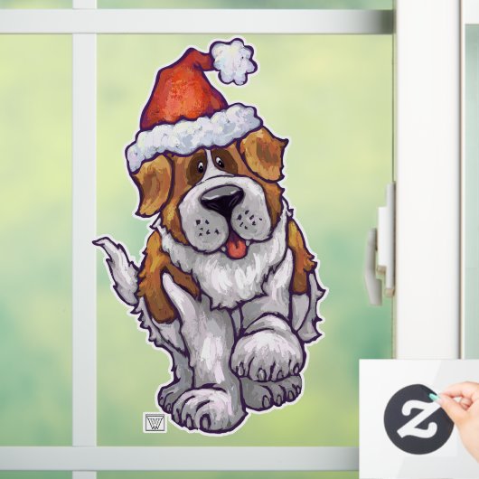 Festive St. Bernard Window Cling Raamsticker (Huis)