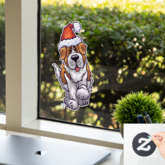 Festive St. Bernard Window Cling Raamsticker