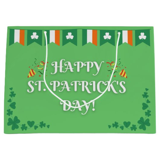 Festive St. Patrick's Day Green Groot Cadeauzakje (Voorkant)