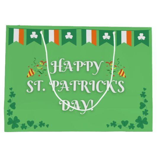 Festive St. Patrick's Day Green Groot Cadeauzakje (Achterkant)