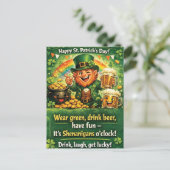 Festive St. Patrick's Day Leprechaun Greeting Briefkaart (Staand voorkant)