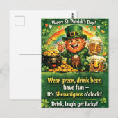 Festive St. Patrick's Day Leprechaun Greeting Briefkaart (Voorkant / Achterkant)