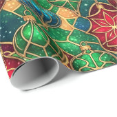 Festive Stained Glass Ornament Pattern Cadeaupapier (Rol Hoek)