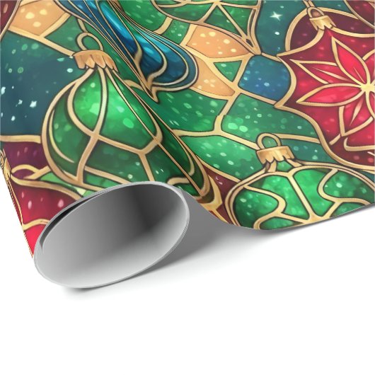 Festive Stained Glass Ornament Pattern Cadeaupapier (Rol Hoek)