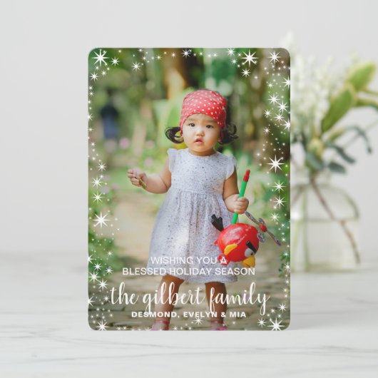 Festive Star Border Kerstfeestay-fotokaart Feestdagenkaart (Staand voorkant)