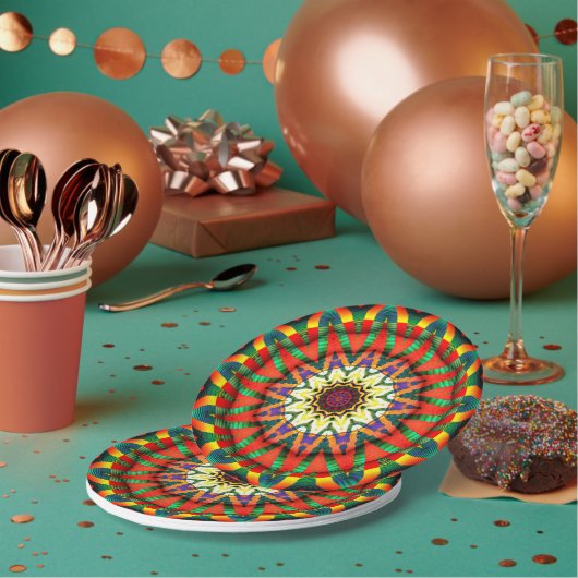 Festive Star Fractal Design Paper Borden Papieren Bordje (Multi)