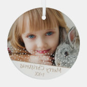 Festive Star Merry-kerstfamilie Keepomwille Foto Glas Ornament (Achterkant)