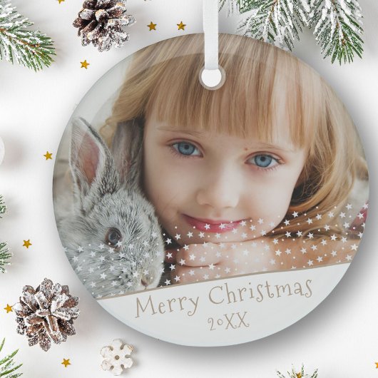 Festive Star Merry-kerstfamilie Keepomwille Foto Glas Ornament