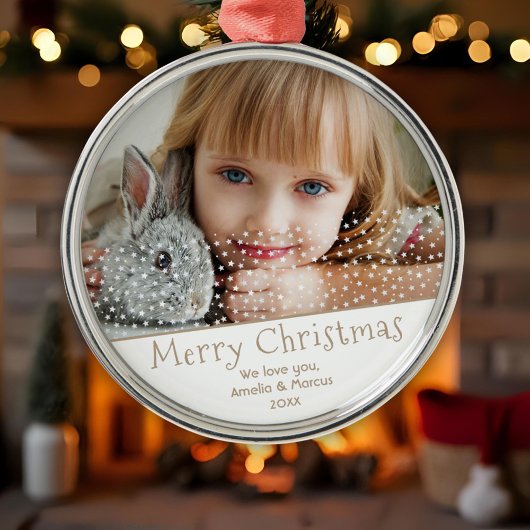 Festive Star Merry-kerstfamilie Keepomwille Foto Metalen Ornament
