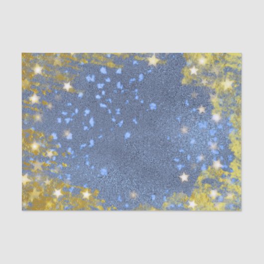 Festive Starry Blue en Gold Modern Glam Tissuepapier (Voorkant)