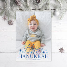 Festive Starry Happy Hanukkah Blue Foto