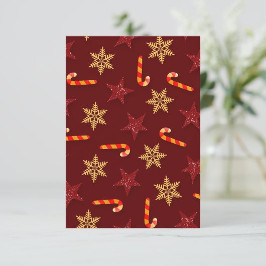Festive Stars and Candy Canes Red Kaart (Staand voorkant)