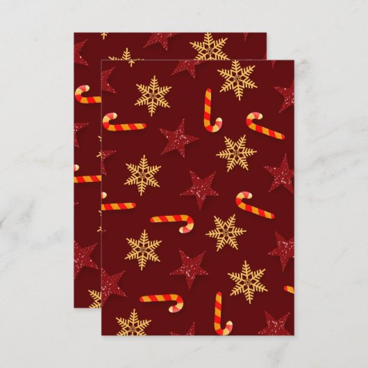 Festive Stars and Candy Canes Red Kaart (Voorkant / Achterkant)