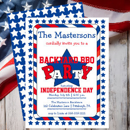 Festive Stars and Stripes Patriotic Juli 4e BBQ I Kaart