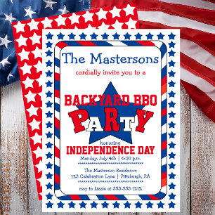 Festive Stars and Stripes Patriotic Juli 4e BBQ Kaart