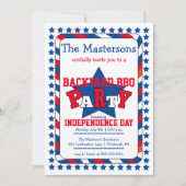 Festive Stars and Stripes Patriotic Juli 4e BBQ Kaart (Voorkant)