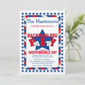 Festive Stars and Stripes Patriotic Juli 4e BBQ Kaart (Staand voorkant)