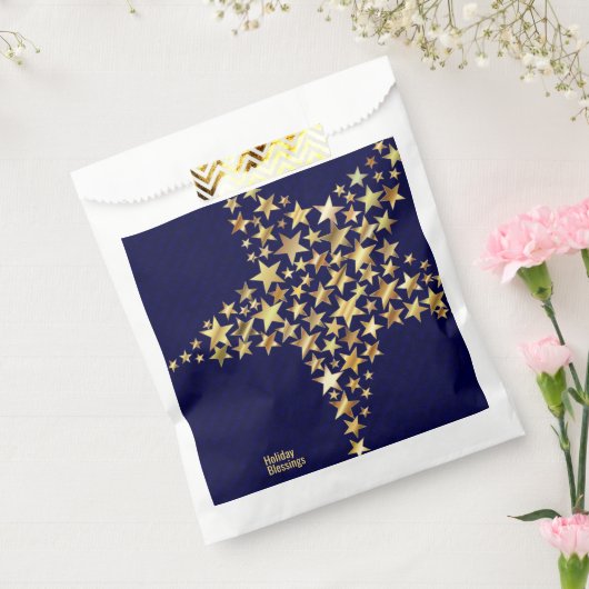 FESTIVE STARS Holiday BLUE Party Bedankzakje (Gezegeld)