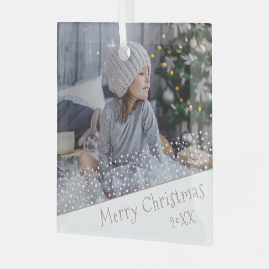 Festive Stars kerstfamilie Keepomwille Foto Glas Ornament (Voorkant links)