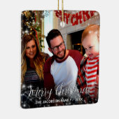 Festive Stars Merry Kerstmis Foto Holiday Keramisch Ornament (Rechts)