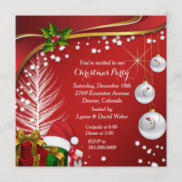 Festive Stars Red Kerstparty Kaart