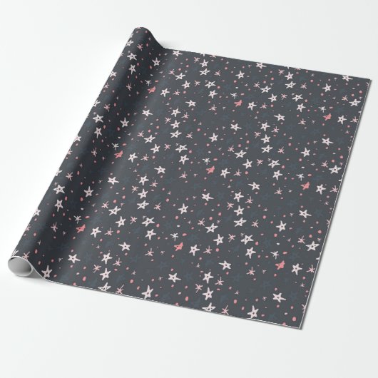 Festive Stars Wrapping Paper Cadeaupapier (Uitgerold)