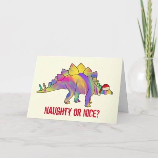 Festive Stegosaurus Funny Santa Dinosaur Slogan Kaart (Voorkant)