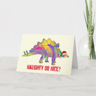Festive Stegosaurus Funny Santa Dinosaur Slogan Kaart