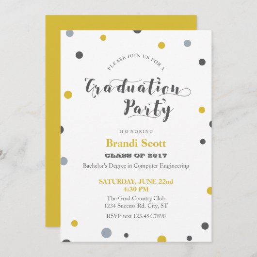 Festive Stippen Afstuderen Kaart (Voorkant / Achterkant)