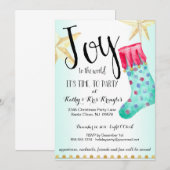 Festive Stocking & Stars Holiday Party Uitnodiging (Voorkant / Achterkant)