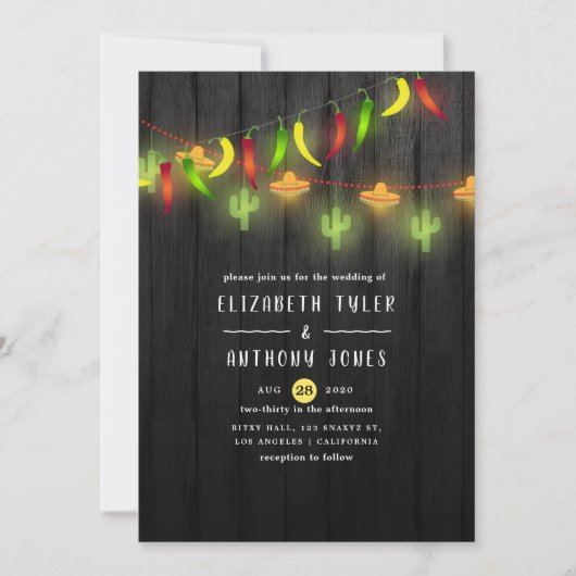 Festive String Lights Cinco de Mayo Fiesta Wedding Kaart (Voorkant)